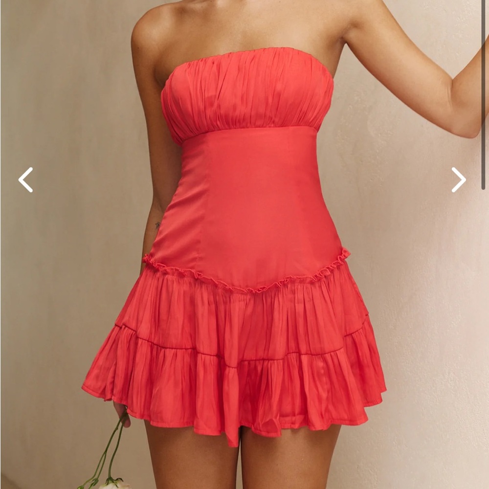 On A Whim Strapless Dropped Waist Mini Dress
